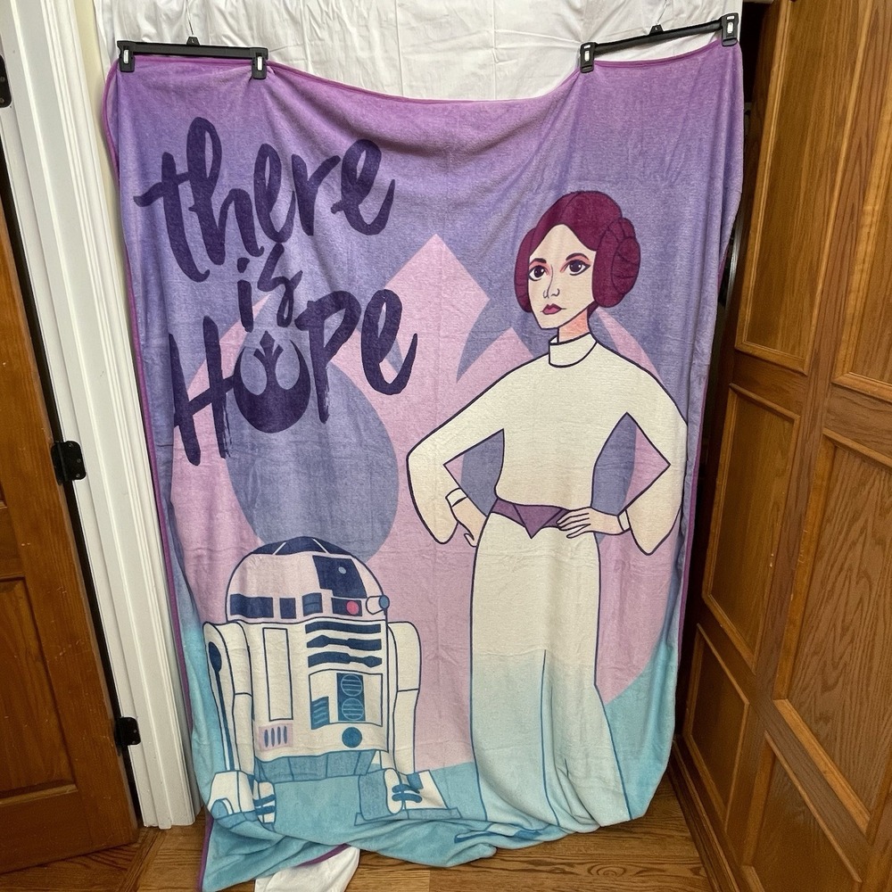 Disney Star Wars Princess  Leia There Is Hope Fleece Blanket Throw Great Shape